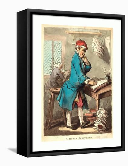 A Money Scrivener, 1801, Hand-Colored Etching, Rosenwald Collection-Thomas Rowlandson-Framed Stretched Canvas