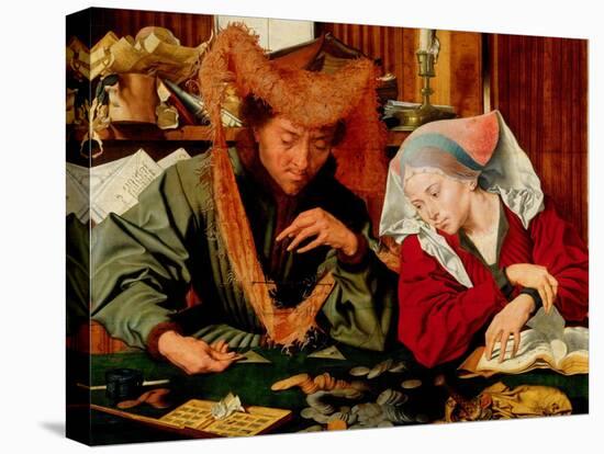 A Moneychanger and His Wife-Marinus Van Reymerswaele-Stretched Canvas