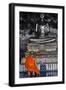 A Monk Prays in Front of a Golden Buddha, Wat Suthat, Bangkok, Thailand, Southeast Asia, Asia-Andrew Taylor-Framed Photographic Print