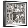 A Monk Scribe Surrounded by Manuscripts and Books at His Desk, after a 15th Century Work, from…-null-Framed Giclee Print