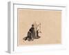 A Monk Wearing a Mask(?) with a Horn-null-Framed Giclee Print