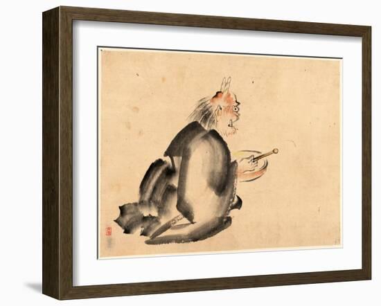 A Monk Wearing Mask(?) with Horns-null-Framed Giclee Print