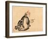 A Monk Wearing Mask(?) with Horns-null-Framed Giclee Print