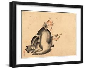 A Monk Wearing Mask(?) with Horns-null-Framed Giclee Print