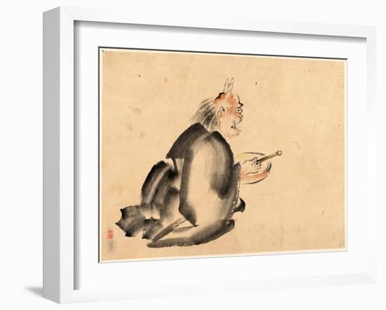 A Monk Wearing Mask(?) with Horns-null-Framed Giclee Print