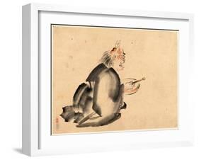 A Monk Wearing Mask(?) with Horns-null-Framed Giclee Print