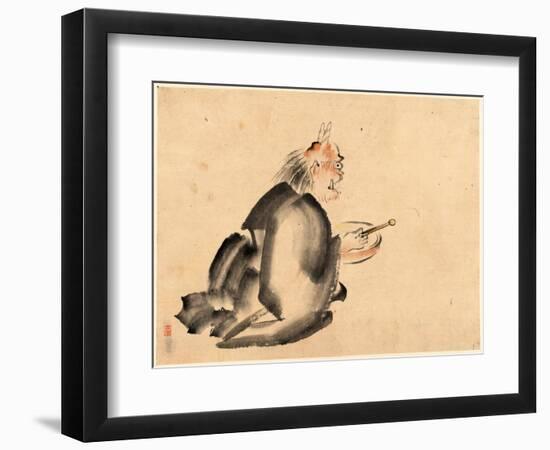 A Monk Wearing Mask(?) with Horns-null-Framed Premium Giclee Print
