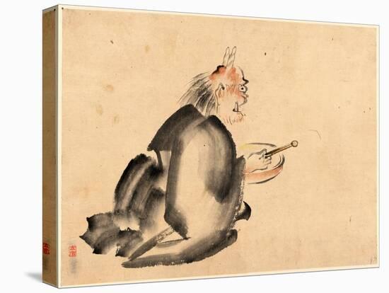 A Monk Wearing Mask(?) with Horns-null-Stretched Canvas