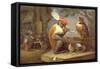 A Monkey Smoking and Drinking with an Owl-Ferdinand van Kessel-Framed Stretched Canvas