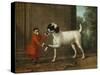 A Monkey Wearing Crimson Livery Dancing with a Poodle on the Terrace of a Country House-John Wootton-Stretched Canvas
