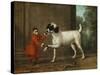 A Monkey Wearing Crimson Livery Dancing with a Poodle on the Terrace of a Country House-John Wootton-Stretched Canvas