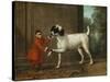 A Monkey Wearing Crimson Livery Dancing with a Poodle on the Terrace of a Country House-John Wootton-Stretched Canvas