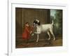 A Monkey Wearing Crimson Livery Dancing with a Poodle on the Terrace of a Country House-John Wootton-Framed Giclee Print