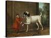 A Monkey Wearing Crimson Livery Dancing with a Poodle on the Terrace of a Country House-John Wootton-Stretched Canvas