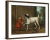 A Monkey Wearing Crimson Livery Dancing with a Poodle on the Terrace of a Country House-John Wootton-Framed Giclee Print