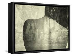 A Montage of a Naked Young Woman's Back and a City Street with Cars and Illuminations-Kenji Mizumori-Framed Stretched Canvas