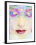 A Montage of a Portrait of a Woman with Closed Eyes and Ornaments Out of Flowers-Alaya Gadeh-Framed Photographic Print