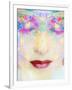 A Montage of a Portrait of a Woman with Closed Eyes and Ornaments Out of Flowers-Alaya Gadeh-Framed Photographic Print