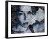 A Montage of a Portrait with Ornaments from Water Reflections in Reserded Colors-Alaya Gadeh-Framed Photographic Print