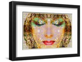 A Montage of a Portrait with Ornaments in Egyptian Style-Alaya Gadeh-Framed Photographic Print