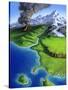 A Montage of Earth's Features Including a Volcano, River, Storm and Mountains-null-Stretched Canvas