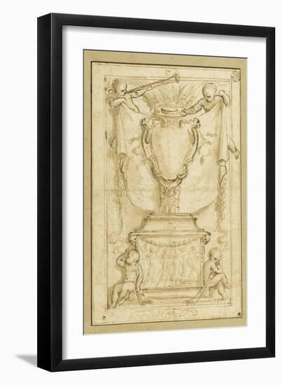 A Monument, Surrounded by Four Figures of Children-Alessandro Algardi-Framed Giclee Print