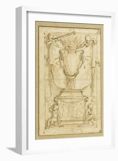 A Monument, Surrounded by Four Figures of Children-Alessandro Algardi-Framed Giclee Print