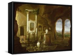 A Monument to Augustus, in a Grotto with Figures-Charles-Cornelisz de Hooch-Framed Stretched Canvas