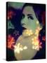 A Moody Evening Portrait of a Woman with Bright Flower Appearence-Alaya Gadeh-Stretched Canvas