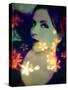 A Moody Evening Portrait of a Woman with Bright Flower Appearence-Alaya Gadeh-Stretched Canvas