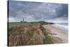 A moody sky looms over the coast at Happisburgh, Norfolk, England, United Kingdom, Europe-Jon Gibbs-Stretched Canvas