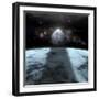 A Moon Rises Above a Stormy Gas Giant Planet-null-Framed Art Print