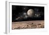 A Moon Rises over a Rocky and Barren Alien Landscape-null-Framed Premium Giclee Print