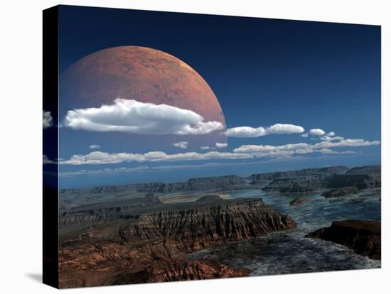 A Moon Rises over a Young World-Stocktrek Images-Stretched Canvas