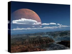 A Moon Rises over a Young World-Stocktrek Images-Stretched Canvas