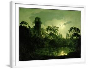 A Moonlit Lake by a Castle-Joseph Wright of Derby-Framed Giclee Print