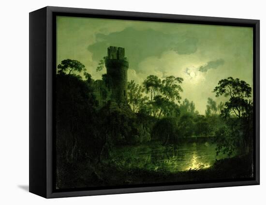 A Moonlit Lake by a Castle-Joseph Wright of Derby-Framed Stretched Canvas