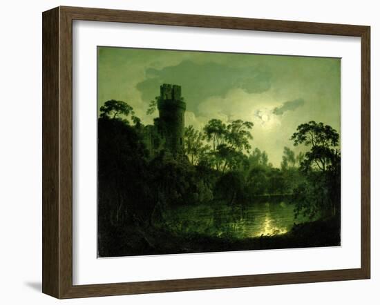 A Moonlit Lake by a Castle-Joseph Wright of Derby-Framed Giclee Print