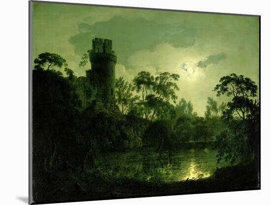 A Moonlit Lake by a Castle-Joseph Wright of Derby-Mounted Giclee Print