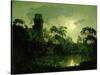 A Moonlit Lake by a Castle-Joseph Wright of Derby-Stretched Canvas