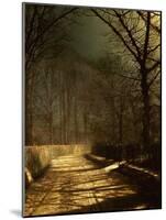 A Moonlit Lane, with Two Lovers by a Gate-John Atkinson Grimshaw-Mounted Premium Giclee Print