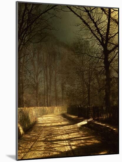 A Moonlit Lane, with Two Lovers by a Gate-John Atkinson Grimshaw-Mounted Premium Giclee Print