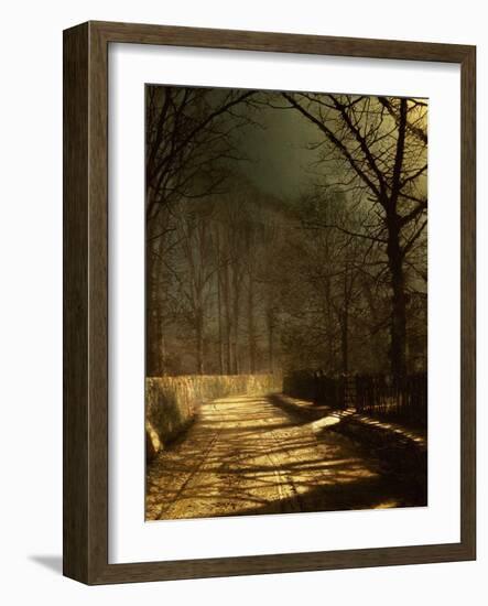 A Moonlit Lane, with Two Lovers by a Gate-John Atkinson Grimshaw-Framed Giclee Print