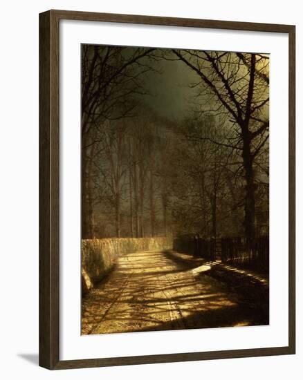 A Moonlit Lane, with Two Lovers by a Gate-John Atkinson Grimshaw-Framed Giclee Print