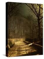 A Moonlit Lane, with Two Lovers by a Gate-John Atkinson Grimshaw-Stretched Canvas
