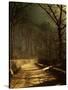 A Moonlit Lane, with Two Lovers by a Gate-John Atkinson Grimshaw-Stretched Canvas