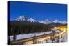 A Moonlit Nightscape over the Bow River and Morant's Curve in Banff National Park, Canada-null-Stretched Canvas