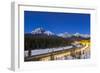 A Moonlit Nightscape over the Bow River and Morant's Curve in Banff National Park, Canada-null-Framed Photographic Print