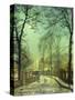 A Moonlit Road, 19th Century-John Atkinson Grimshaw-Stretched Canvas