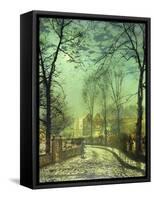 A Moonlit Road, 19th Century-John Atkinson Grimshaw-Framed Stretched Canvas